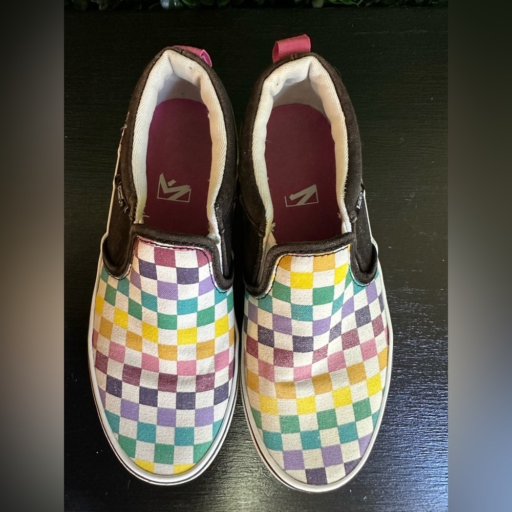 Missy Classic Slip On Rainbow Checkered Vans Sz 3 - Picture 4 of 9